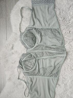 Sage Green Lace & Mesh Corset Bustier Top Size S🔥